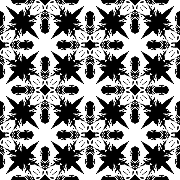 Черно-белый узор Два цвета бесшовный батик готовы к печати