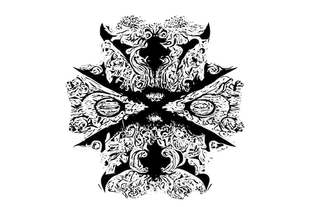 A black and white pattern with the image of a bull and the word bull.