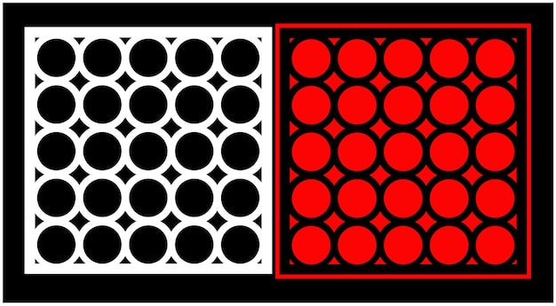 Vector a black and white pattern with red circles on the bottom.