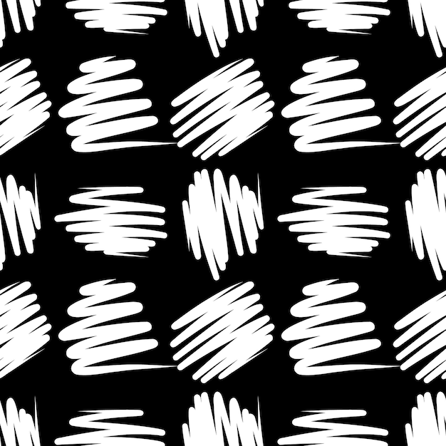 Black and white pattern with scribbles and strokes