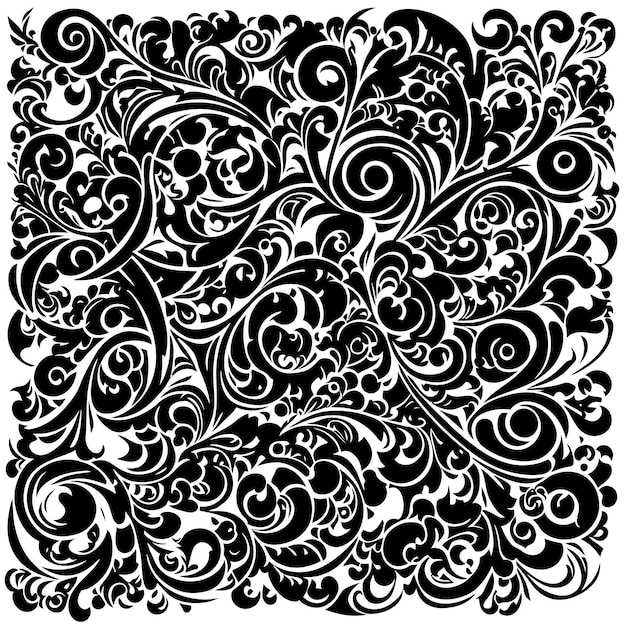 A black and white pattern with the word filigree.