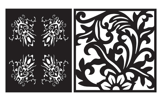 Black and white patterns with islamic and geometric motifs for cnc and laser cutting