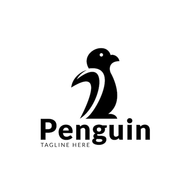 Black and white penguin logo. vector clip art.