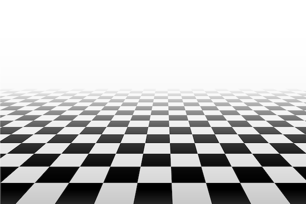 Vector black and white perspective checkered background vector illustration