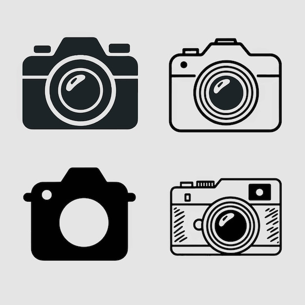 a black and white photo of a camera and a camera with a lens cap
