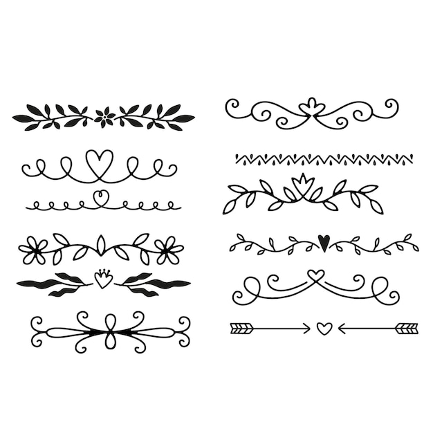 a black and white photo of a collection of different designs and designs