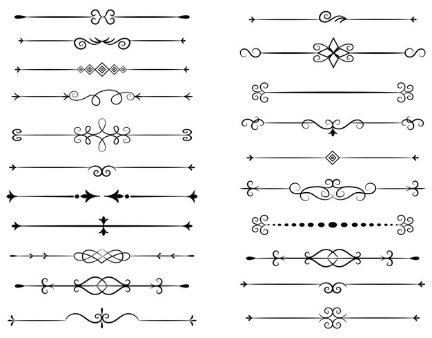 a black and white photo of a series of drawings of different designs