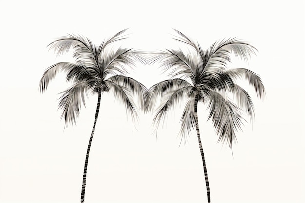 Vector a black and white photo of three palm trees
