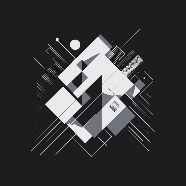 Vector a black and white photo of a white abstract geometric background
