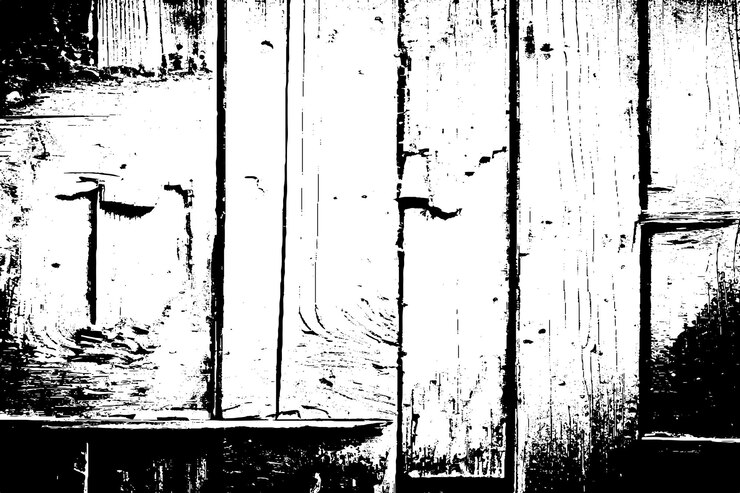 Vector a black and white photo of a wooden door with a chipped paint chipping off