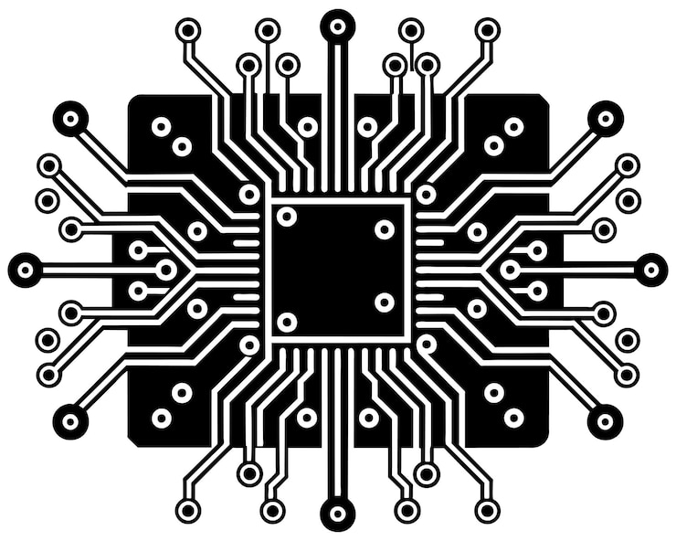 Vector a black and white picture of a circuit board with the word quot x quot on it