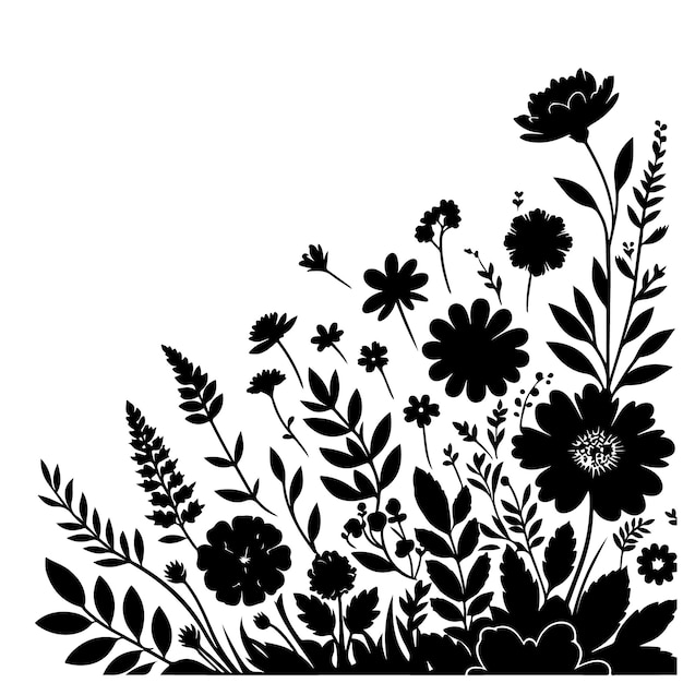 Vector a black and white picture of flowers and the word quot wild quot on the bottom