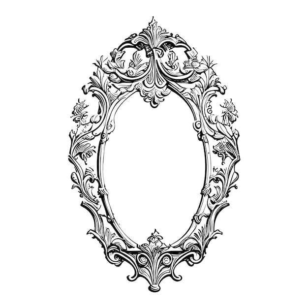 Vector a black and white picture frame with the word mirror on it.