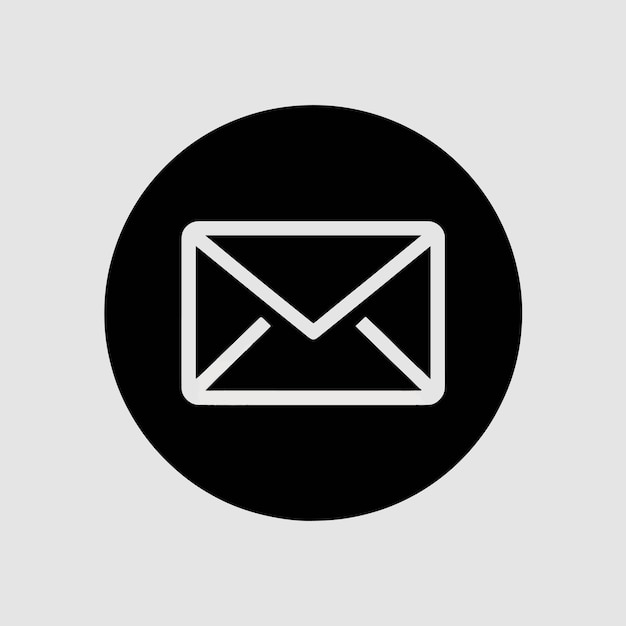 a black and white picture of a letter that is on a black circle