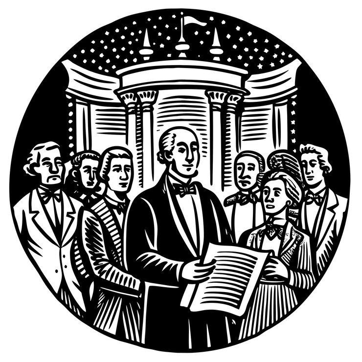 Vector a black and white picture of a man reading the paper