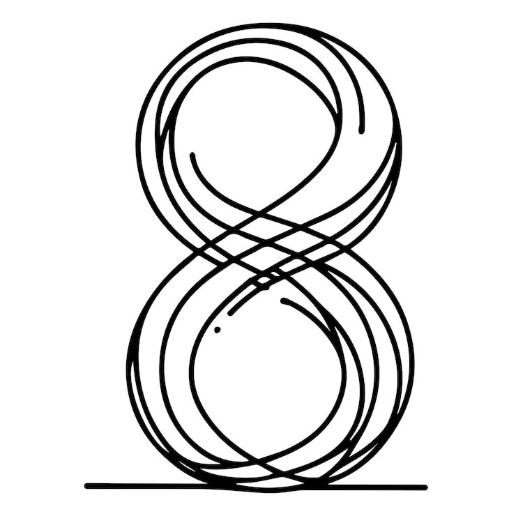 Vector a black and white picture of a number 8