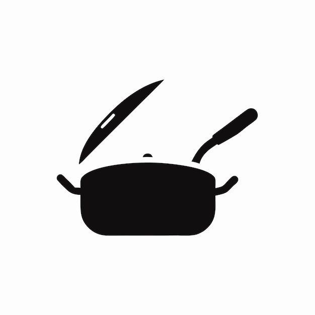 a black and white picture of a pan and a pan on it