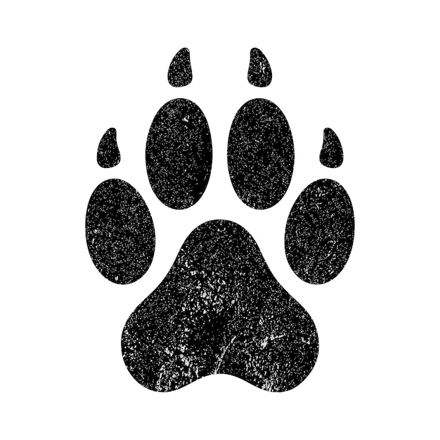 A black and white picture of a paw print of a bear