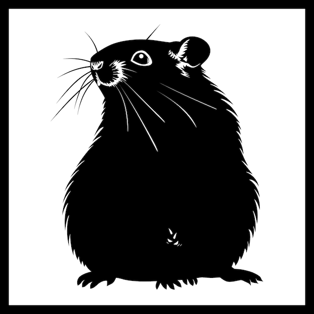 a black and white picture of a rat with a black face and long whiskers