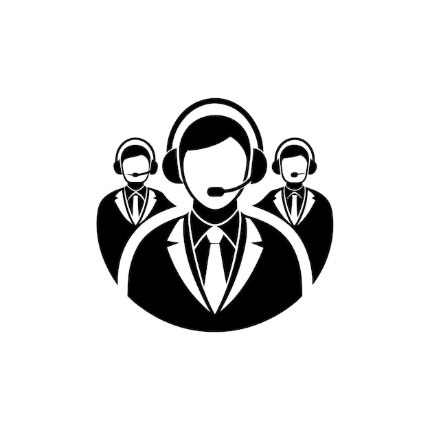 a black and white picture of three men with headset in their ears