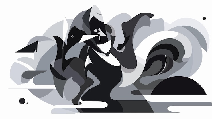 Vector a black and white picture of a woman and a horse
