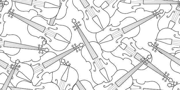 black white pile of violin seamless pattern