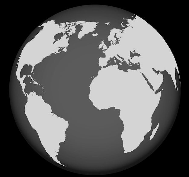 Vector black and white planet earth