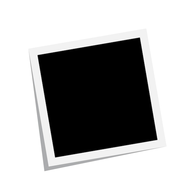 Black and white polaroid photo frame with shadows vector illustration isolated on transparent background