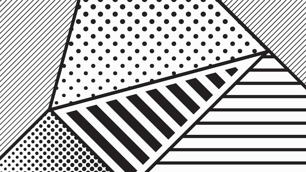 Vettore motivo geometrico pop art in bianco e nero sfondo di design materiale