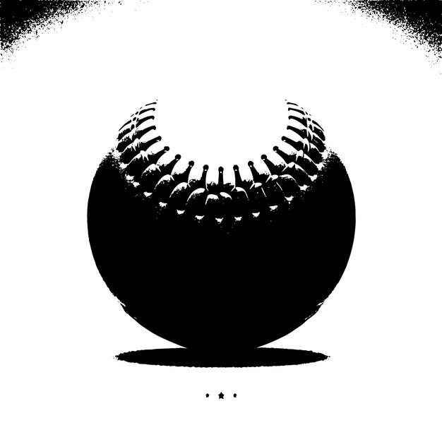 a black and white poster of a baseball with a ball on it