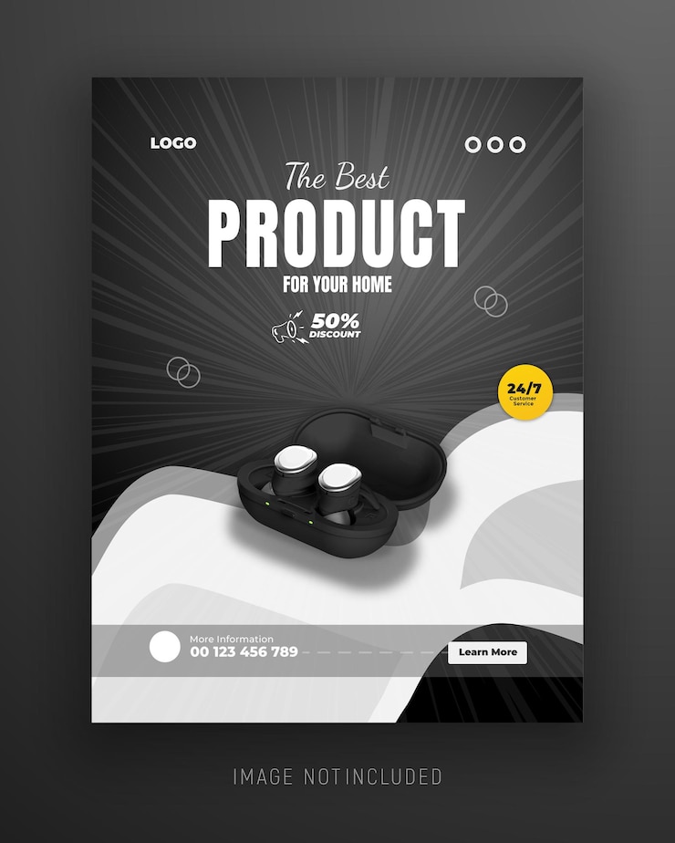 Vector 제품의 브랜드를 표시하는 검은색과 색 포스터
