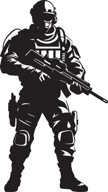 Vector a black and white poster of a soldier with a gun on it