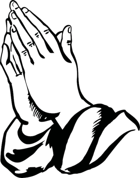 Black and white prayer hand. religion symbol. vector illustration