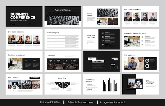 Vector a black and white presentation for a conference conference powerpoint presentation design