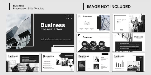 Vector black and white presentation template elements use in presentations business