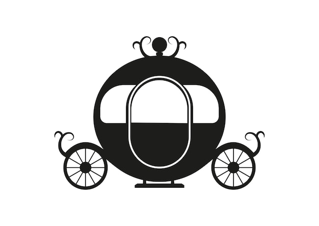 Vettore clipart di vettore di carrozza principessa in bianco e nero su priorità bassa bianca