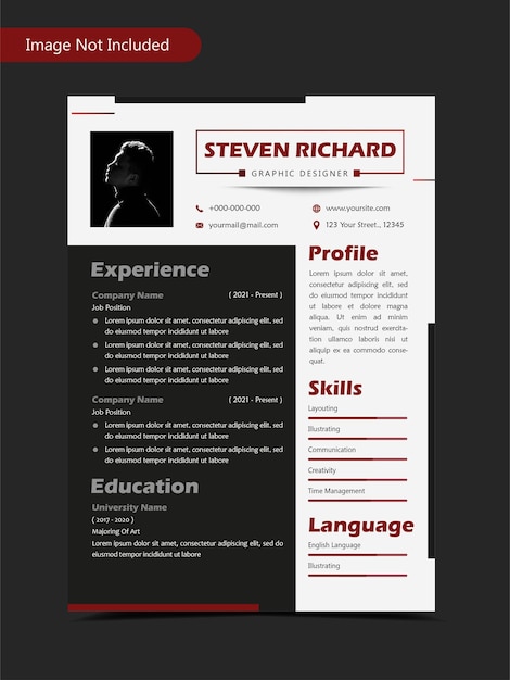 Black and white professional corporate modern resume template design