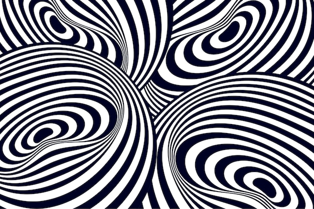 Vector black and white psychedelic illusion background