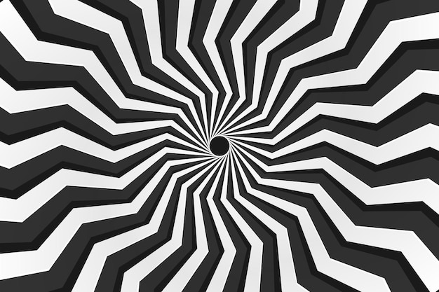 Black and white psychedelic optical illusion sunburst abstract background design vector