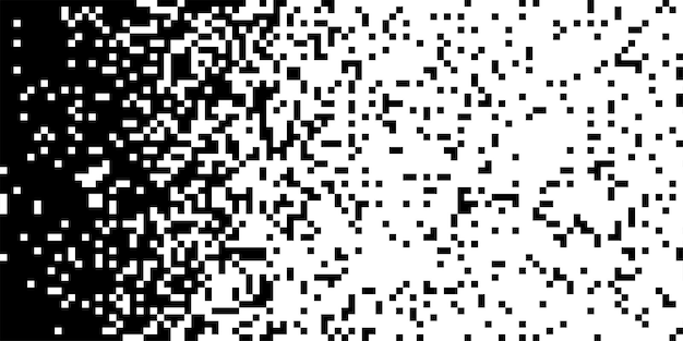 Black and White Random Pixels Pattern Shuffled pixels texture background Classic Pixel Art Vector Illustration