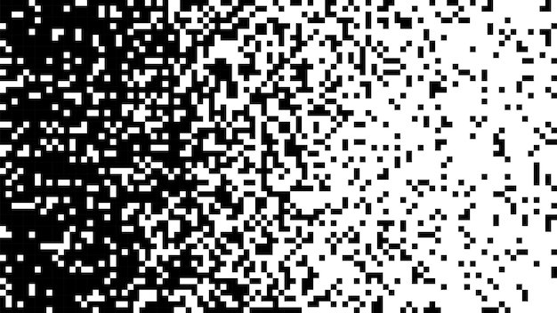 Black and White Random Pixels Pattern Shuffled pixels texture background Classic Pixel Art Vector Illustration