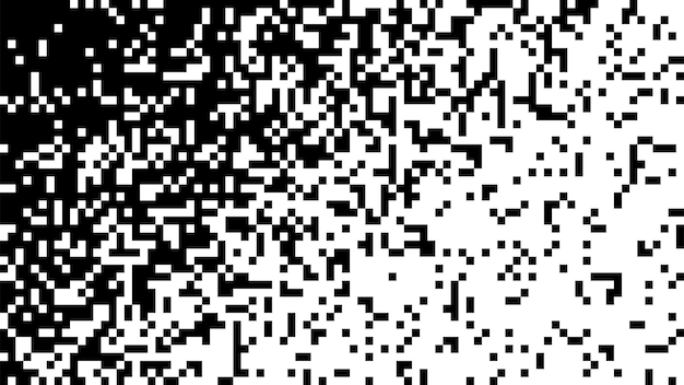 Black and White Random Pixels Pattern Shuffled pixels texture background Classic Pixel Art Vector Illustration