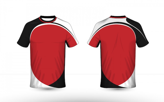 Black white and red layout e-sport t-shirt design template