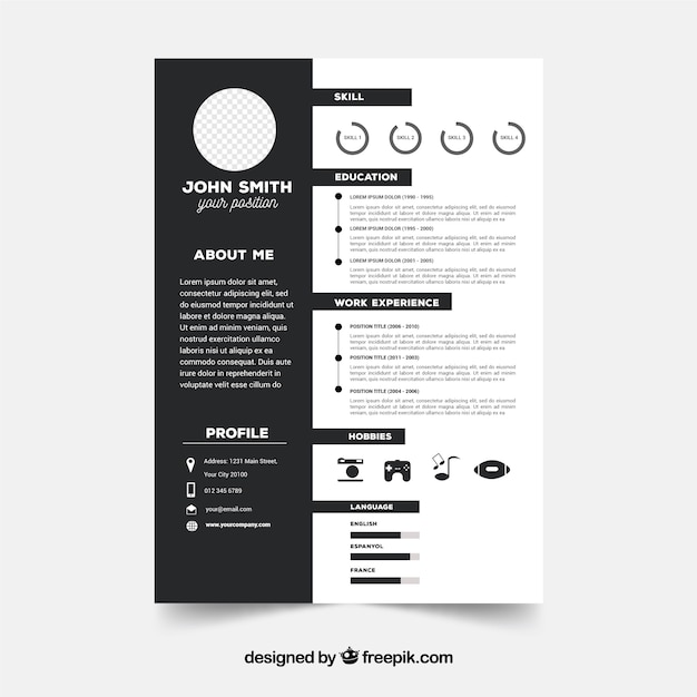 Black and white resume template