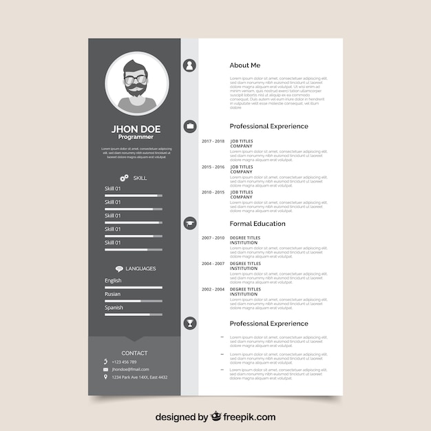 Black and white resume template