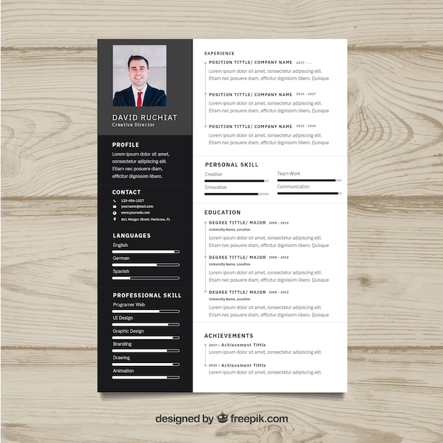 Black and white resume template