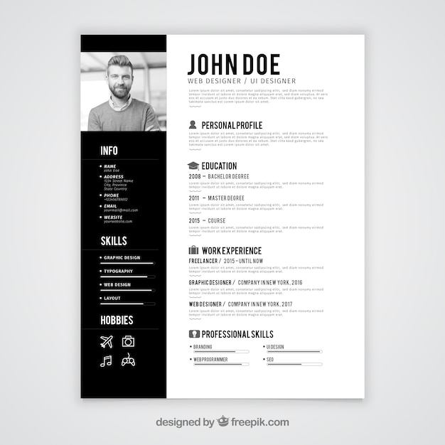 Black and white resume template