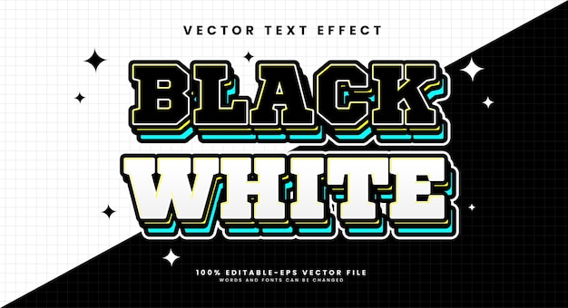 Black and white retro editable text style effect vector text effect