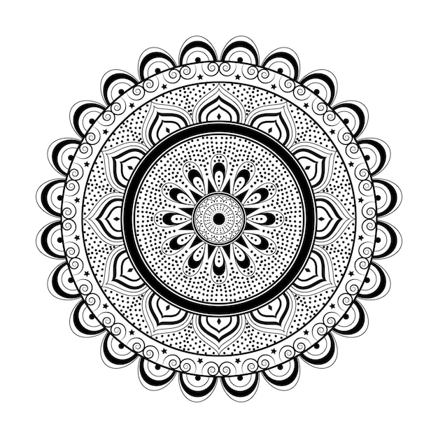 Black and white round ethnic mandala vector illustration on white background premium vector