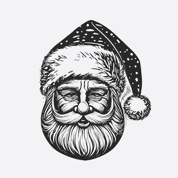 Black and white santa vintage vector